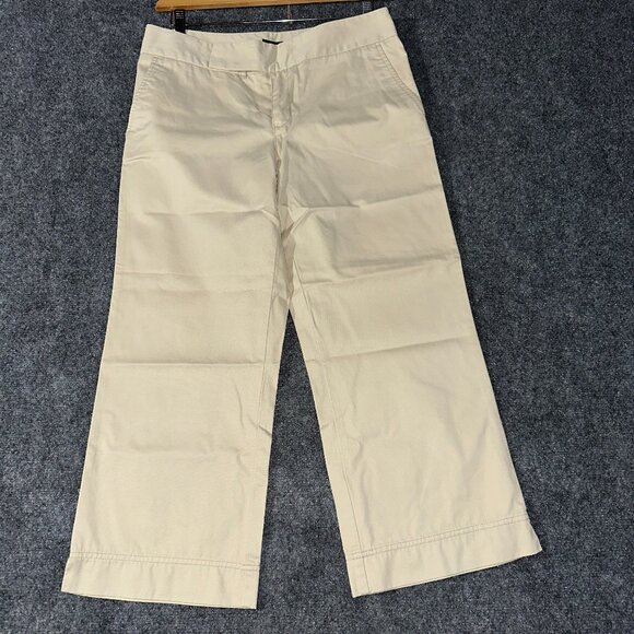Eddie Bauer Pants Womens 8 Vashon Fit Beige Cotton Wide Leg Pockets - Picture 1 of 7